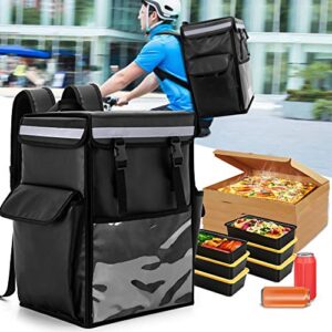 Trunab Insulated Food Delivery Backpack with 2 Side Support Boards and 3 Inner Spaces, Top & Front Loading Waterproof Delivery Bag for Bike Delivery, Uber Eats, Outdoor - Patented Design