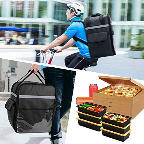 Trunab Insulated Food Delivery Backpack with 2 Side Support Boards and 3 Inner Spaces, Waterproof Delivery Bag Keep Hot/Cold for Bike Delivery, Uber Eats, PostMates, Outdoor Activities