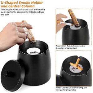 Outdoor Cigarette Ashtray with Lid Smokeless Stainless Steel Ash Trays Covered Windproof Smell Proof Ashtrays for Outside Patio Home Odorless Office Tabletop