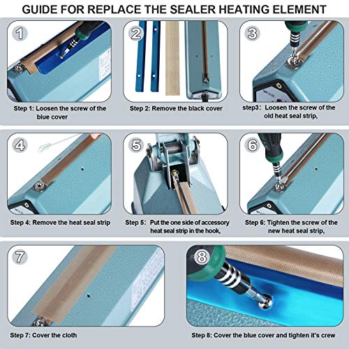 Honoson 10 Pieces Impulse Sealer Spare Repair Parts Kit Heat Seal Strips Replacement Elements Heating Element Service Compatible with F-300, FS-300, PFS-300