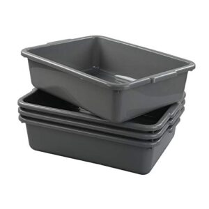 Xowine 4-Pack 13 L Gray Commercial Bus Tubs, Utility Bus Boxes