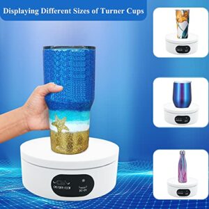 Riomh Turner Cup Display Stand for Epoxy Glitter Tumbler, 360 Degree Automatic Mute Rotating Turntable, Bling Bling Tumbler Making Supplies Spinner