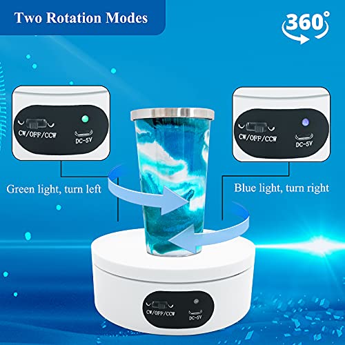 Riomh Turner Cup Display Stand for Epoxy Glitter Tumbler, 360 Degree Automatic Mute Rotating Turntable, Bling Bling Tumbler Making Supplies Spinner