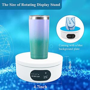 Riomh Turner Cup Display Stand for Epoxy Glitter Tumbler, 360 Degree Automatic Mute Rotating Turntable, Bling Bling Tumbler Making Supplies Spinner