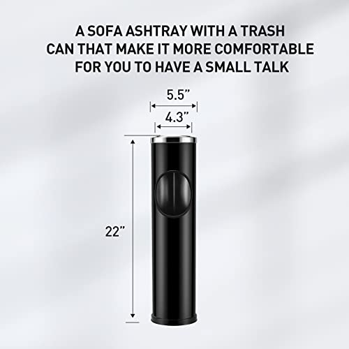 Anfrere Standing Ashtray Outdoor for Patio, Large & Tall Outside Ash Tray for Cigarette Butt Receptacle Disposal, Commercial Metal Smokers Cigar Ash Tray Container with Lid and Trash Can, D01BK