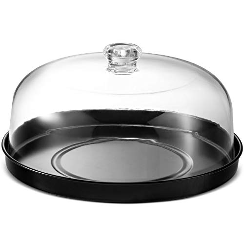 Godinger Cake Stand, Cake Plate Server with Dome, Metal Serving Tray and Shaterproof Acrylic Lid