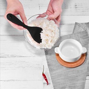Silicone Rice Paddle Spoon Set of 2,Non Stick Heat Resistant Kitchen Gadge Rice Spoon,Rice Scooper,Rice Spatula,Rice Spoon Paddle,Rice Cooker Spoon,Works for Rice,Mashed Potato Or More (Black)