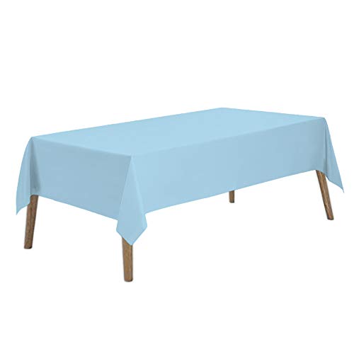 Light Blue Plastic Tablecloths 2 Pack Disposable Table Covers 54 x 108 Inch Baby Shower Party Tablecovers PEVA Sky Blue Table Cloths for BBQ Picnic Birthday Wedding Parties 8 ft Rectangle Table Use