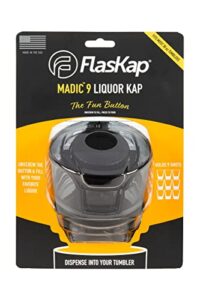 flaskap madic 9 | 30 oz tumbler lid replacement | shot dispenser | leak proof tumbler lid | splash resistant to avoid spills | compatible with most 30 oz tumblers (9 oz capacity, black)