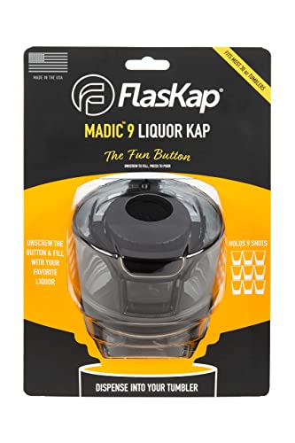 FlasKap Madic 9 | 30 oz Tumbler Lid Replacement | Shot Dispenser | Leak Proof Tumbler Lid | Splash Resistant to Avoid Spills | Compatible with Most 30 oz Tumblers (9 oz Capacity, Black)