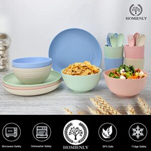 Wheat Straw Dinnerware Sets, 20pcs Dishes Dinnerware Sets Microwave and Dishwasher Safe, Lightweight Unbreakable Dish Set, Reusable Dinner Plates Kids Plates and Bowls Sets