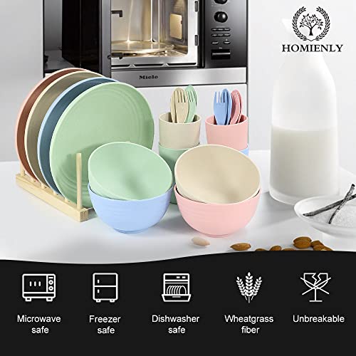 Wheat Straw Dinnerware Sets, 20pcs Dishes Dinnerware Sets Microwave and Dishwasher Safe, Lightweight Unbreakable Dish Set, Reusable Dinner Plates Kids Plates and Bowls Sets