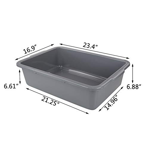 Teyyvn 4 Packs Plastic Bus Tubs, Gray Large Utility Bus Box/Commercial Tote Box, 32 L