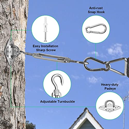Sun Shade Sail Hardware Kit - 6 Inch 304 Stainless Steel Sunshades Canopy Installation Kit for Install Rectangle & Triangle Shade Sails Deck Garden Lawn Patio Outdoor Metal Sail Shade Hardware Kit