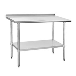 hoccot stainless steel table for prep & work 24" x 48" inches with adjustable shelf and backsplash, commercial workstations, utility table in kitchen garage laundry room outdoor bbq