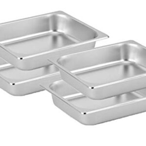 CHEFQ [Set of 4] 2 1/2 inch Deep Steem Tabel Pans Half Size, Anti-jam Stainless Steel (4, Half Size)