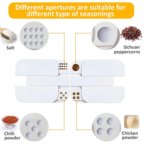 2 Pack 4 in 1 Plastic Salt and Pepper Shaker- 8 Grids Empty Spice Dispenser with Adjustable Holes Transparent Travel Seasoning Cans Condiment Jars for Camping Home Restaurant Kitchen Cooking Steak BBQ