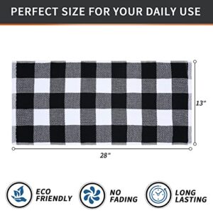 Homaxy 100% Cotton Waffle Weave Check Plaid Kitchen Towels, 13 x 28 Inches, Super Soft and Absorbent Dish Towels for Drying Dishes, 4-Pack, White & Black