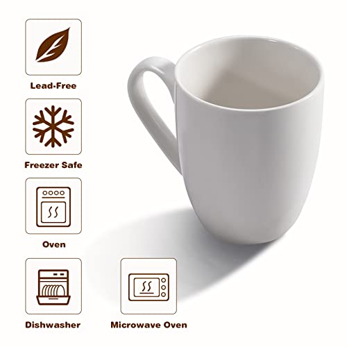 Urbanstrive 16 oz Large Coffee Mug with Handle Tea Cup Novelty Coffee Cup Idea Gift for Men Women Office Work, White