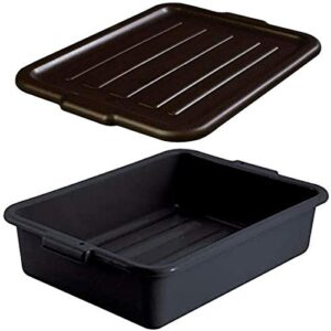 6 pack 20" x 15" x 5" black polyethylene plastic restaurant dishwasher tub bus tub, bus box, storage bins, storage box w/lid