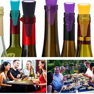 Wine Stoppers for wine bottles,FEIPUKER Colorful Silicone + Stainless Steel Wine Stopper,Wine Outlet Cap, Bottle Cover, Beverage Bottle Stoppers (Color 4)