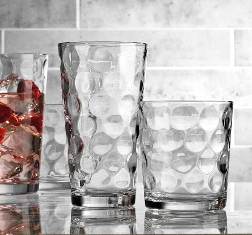 Home Essentials & Beyond Glassware Drinking Glasses Set Of 8 4 Highball (17 oz.) Kitchen Glasses | 4 (13 oz.) Rocks Glass Cups for Water, Juice and Cocktails.