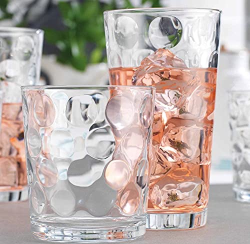 Home Essentials & Beyond Glassware Drinking Glasses Set Of 8 4 Highball (17 oz.) Kitchen Glasses | 4 (13 oz.) Rocks Glass Cups for Water, Juice and Cocktails.