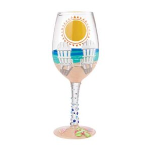 enesco designs by lolita sun on the beach artisan hand-painted wine glass, 1 count (pack of 1), multicolor