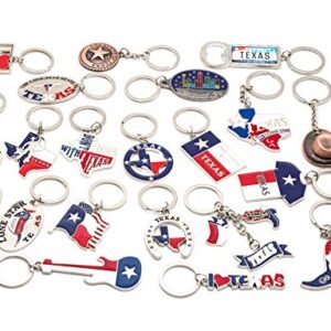 Texas Bundle Souvenir Keychains, 21 Pcs Set, Texas Lone Star on Texas State Map, Don't Mess with Texas, I Love Texas, Longhorn, Texas Seal, Texas Bottle Opener, Texas Collection, Metallic