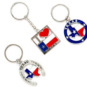 Texas Bundle Souvenir Keychains, 21 Pcs Set, Texas Lone Star on Texas State Map, Don't Mess with Texas, I Love Texas, Longhorn, Texas Seal, Texas Bottle Opener, Texas Collection, Metallic