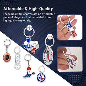 Texas Bundle Souvenir Keychains, 21 Pcs Set, Texas Lone Star on Texas State Map, Don't Mess with Texas, I Love Texas, Longhorn, Texas Seal, Texas Bottle Opener, Texas Collection, Metallic