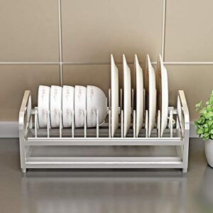 STRAW Single Tier Dish Drainer With Drip Tray Desktop Bowl Rack Kitchen Storage 304 Stainless Steel Acrylic Footpad Height Adjustable
