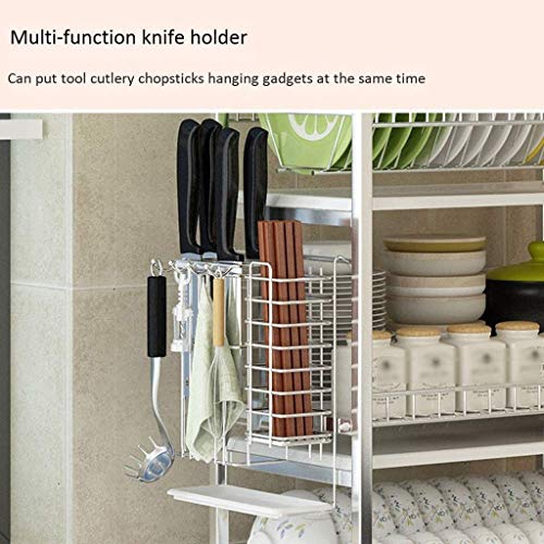 STRAW Stainless Kitchen Storage Rack, Dish Drying Rack Chrome Dish Drainer Rack Steel Dish Rack with Drain Board and Cutlery