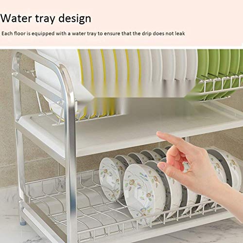 STRAW Stainless Kitchen Storage Rack, Dish Drying Rack Chrome Dish Drainer Rack Steel Dish Rack with Drain Board and Cutlery