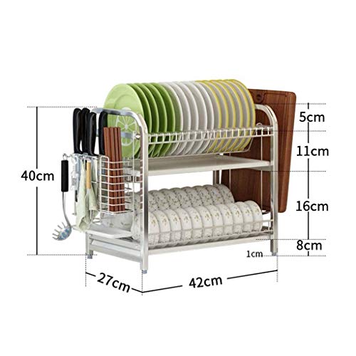 STRAW Stainless Kitchen Storage Rack, Dish Drying Rack Chrome Dish Drainer Rack Steel Dish Rack with Drain Board and Cutlery