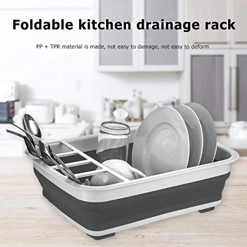 STRAW New Foldable Dish Rack Kitchen Storage Holder Drainer Bowl Tableware Plate Portable Drying Rack Home Shelf Dinnerware Organizer (Color : A)