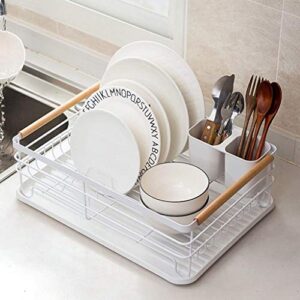 STRAW Dish Drying Rack with Drain Board, Stainless Steel Dish Drainer Drying Rack with Utensil Holder for Kitchen Counter, Dish drain rack