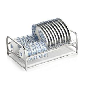 straw silver drain rack - stainless steel single-layer dish drain rack with drain pan for storage bowl rack