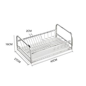 STRAW Silver Drain Rack - Stainless Steel Single-layer Dish Drain Rack with Drain Pan for Storage Bowl Rack