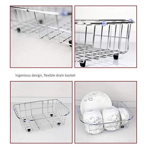 STRAW Kitchen Storage Rack, Expandable Dish Drying Rack, Over the Sink Dish Rack, In Sink Or On Counter Dish Drainer with Utensil