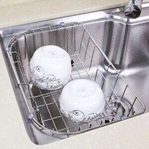STRAW Kitchen Storage Rack, Expandable Dish Drying Rack, Over the Sink Dish Rack, In Sink Or On Counter Dish Drainer with Utensil