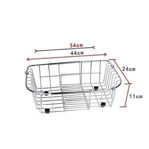 STRAW Kitchen Storage Rack, Expandable Dish Drying Rack, Over the Sink Dish Rack, In Sink Or On Counter Dish Drainer with Utensil