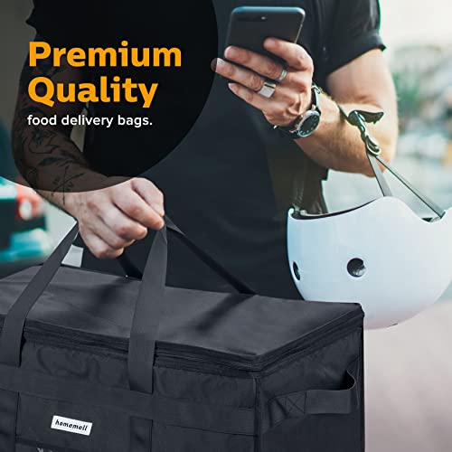 Homemell Premium Insulated Bag with Drink Holder XXXL, Pizza Bag, Large Reusable Grocery Bags, Collapsible Soft Cooler, Commercial Grade Thermal Bag for Travel and Food Delivery Transport, Hot Bag for Food Delivery, Catering Bag for Food Deliveries