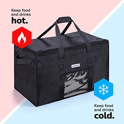 Homemell Premium Insulated Bag with Drink Holder XXXL, Pizza Bag, Large Reusable Grocery Bags, Collapsible Soft Cooler, Commercial Grade Thermal Bag for Travel and Food Delivery Transport, Hot Bag for Food Delivery, Catering Bag for Food Deliveries