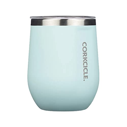 Corkcicle Stemless Wine Glass Tumbler, Triple Insulated Stainless Steel, Easy Grip, Non-slip Bottom, Keeps Beverages Chilled for 9 Hours, Gloss Powder Blue, 12 oz