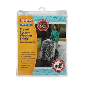 Nuby Travel System Weather Shield, Clear Plastic Stroller Cover with Storage Pocket & Vented Sides