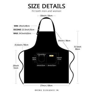 Hongsome Artist Apron,Paint Garden Pottery Teacher Painting Aprons for Adults Women 3 Pockets, Adjustable Bib Apron for Art Gardening Cooking Black