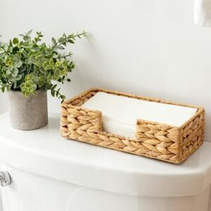 StorageWorks Water Hyacinth Napkin Holder, Wicker Baskets and Serving Tray for Kitchen, Rattan Napkin Holders for Tables, 9 ¾"L x 5"W x 2 ¾"H, 1 Pack