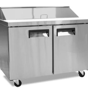 FSE 47-Inch Two-Door Refrigerated Commercial Salad/Sandwich Prep Table, 12 Cubic Feet, Stainless Steel, 115 v, (MRSL-2D)