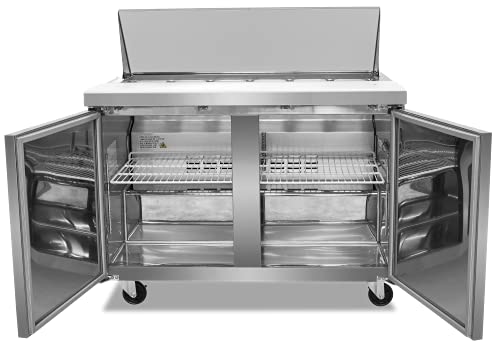 FSE 47-Inch Two-Door Refrigerated Commercial Salad/Sandwich Prep Table, 12 Cubic Feet, Stainless Steel, 115 v, (MRSL-2D)